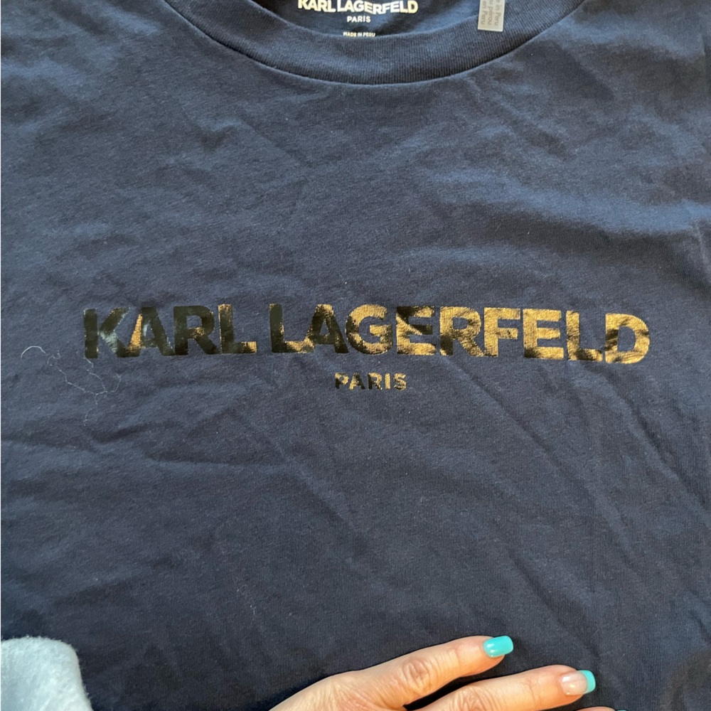 Karl Lagerfeld Men's Dark Blue Tee - Picture 3 of 3